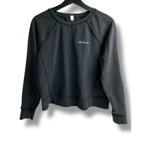 Lululemon Womens Heathered Grey Cotton Lycra Script Logo Pullover Sweatshirt 4